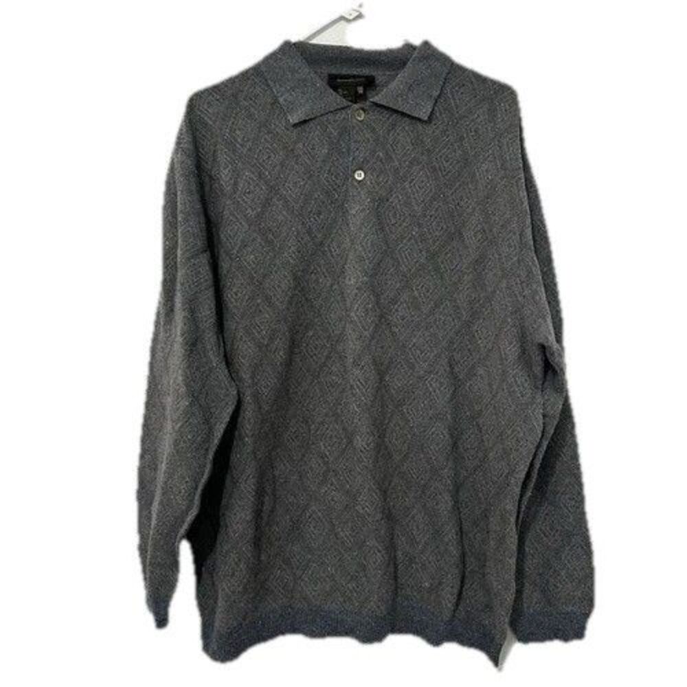 Vintage Ermenegildo Zegna Z Men's Polo Sweater Wool Silk Made In italy XXL 56